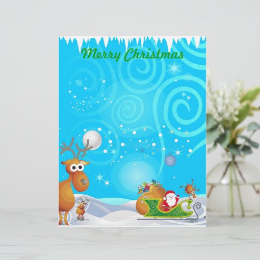 Rentier und Santa Stationery (Stehend Vorderseite)