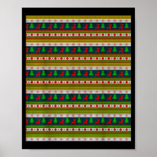 Rentier- und Weihnachtsbaum-Strickmuster Poster