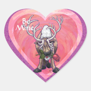 Rentier-Valentinstag Herz-Aufkleber