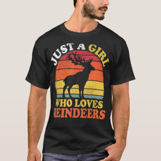 Rentier Vintag nur ein Mädchen, das Rentiere Liebe T-Shirt