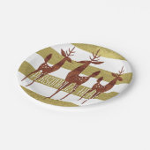 Rentier Vintages Gold und weiß gestreift Pappteller (Schrägansicht)