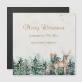 Rentier, Wald, Schneeflocken Magnetkarte (Vorne/Hinten)