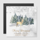 Rentier, Wald, String Lights Bokeh Company Holi Magnetkarte (Vorne/Hinten)