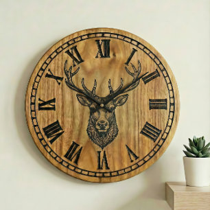 Rentier-Wanduhr - Holzdesign Große Wanduhr