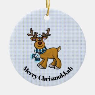 Rentier Wearing Yarmulke Chrismukkah Ornament