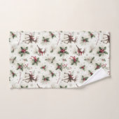Rentier, Weihnachts-Holly und Schneeflocken Badhandtuch Set (Handtuch)