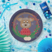 Rentier Weihnachts-Portrait Paper-Teller Pappteller (Party)