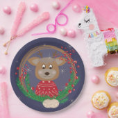 Rentier Weihnachts-Portrait Paper-Teller Pappteller (Party)