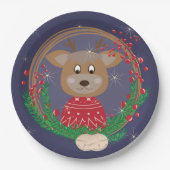 Rentier Weihnachts-Portrait Paper-Teller Pappteller (Vorderseite)