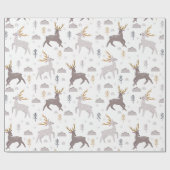 Rentier Weihnachts Winterurlaub Muster Geschenkpapier (Flach)