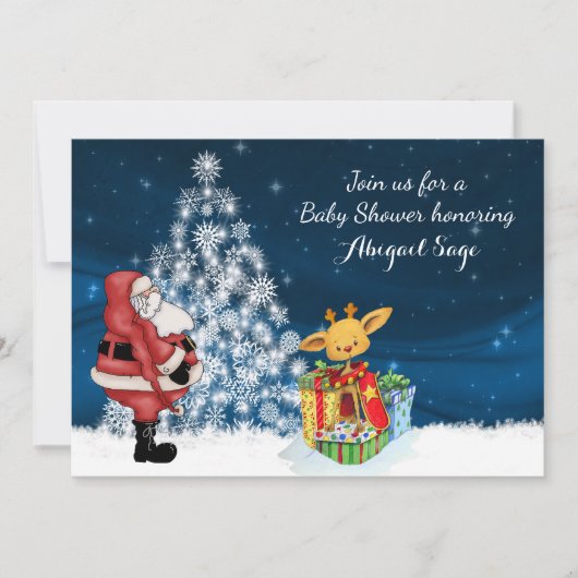 Rentier, Weihnachtsbaum, Babydusche einladen Einladung (Vorderseite)