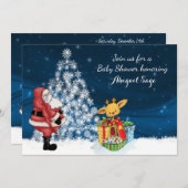 Rentier, Weihnachtsbaum, Babydusche einladen Einladung (Vorne/Hinten)