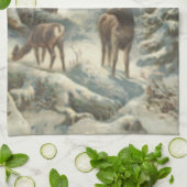 Rentier Weihnachtsbaum Evergreen Forest Snow Handtuch (Gefaltet)