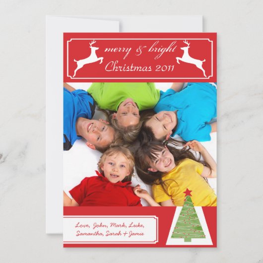Rentier Weihnachtsbaum Ihr Foto Weihnachtskarte Feiertagskarte (Vorderseite)