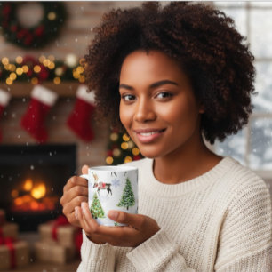 Rentier-Weihnachtsbaum-Muster Kaffeetasse