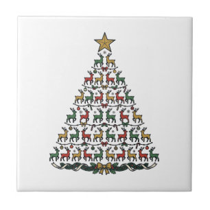 Rentier-Weihnachtsbaum Vintage-Gravur-Shirt_1 Fliese