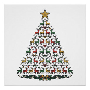 Rentier-Weihnachtsbaum Vintage-Gravur-Shirt_1 Poster