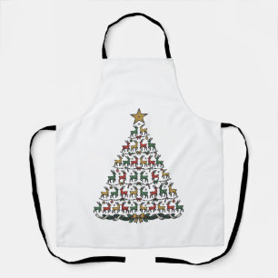 Rentier-Weihnachtsbaum Vintage-Gravur-Shirt_1 Schürze