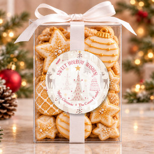 Rentier-Weihnachtsbäume Selbstgemachtes Weihnachts Runder Aufkleber