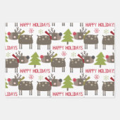 Rentier Weihnachtsbaumen Elves Rustikales Niedlich Geschenkpapier Set (Vorderseite)