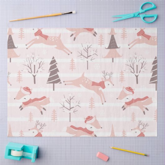 Rentier Weihnachtsbaumen Moderne Rosa Weihnachten Seidenpapier (Basteln)