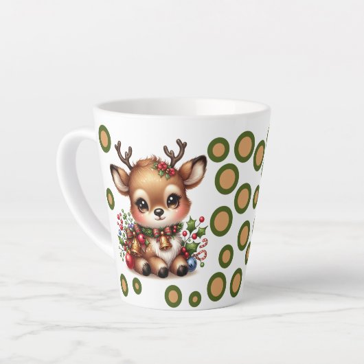 Rentier Weihnachtsfeier mit Ihrer Name-Latte-Tasse Milchtasse (Linke Ecke)