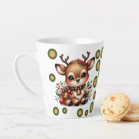 Rentier Weihnachtsfeier mit Ihrer Name-Latte-Tasse Milchtasse (Beispiel)