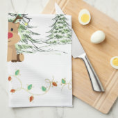 Rentier Weihnachtsleuchten Winterbaumen Geschirrtuch (Viertel Falte)