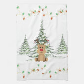 Rentier Weihnachtsleuchten Winterbaumen Geschirrtuch (Vertikal)
