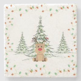 Rentier Weihnachtsleuchten Winterbaumen Steinuntersetzer