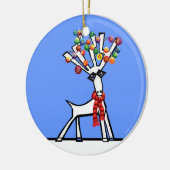 Rentier Weihnachtslichter Keramikornament (Links)