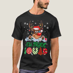 Rentier-Weihnachtsmann-Hut 4. Klasse Squad Lehrer T-Shirt