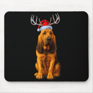 Rentier Weihnachtsmann Hut Feiertag Bloodhound Wei Mousepad