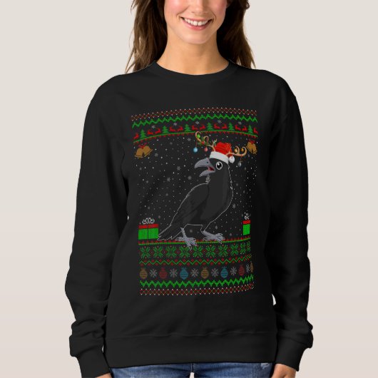 Rentier-Weihnachtsmannmütze, die Ugly Raven Crow C Sweatshirt (Vorderseite)