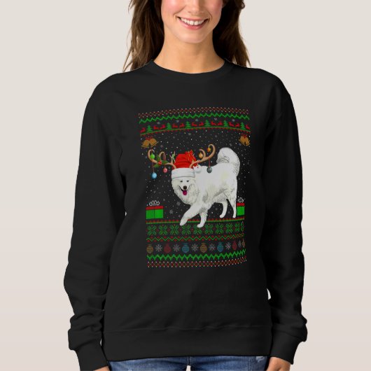 Rentier Weihnachtsmannmütze Match Ugly Samoyed Chr Sweatshirt (Vorderseite)