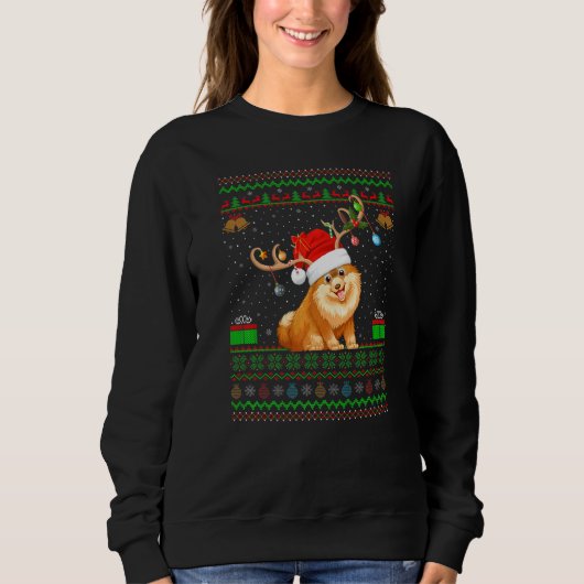 Rentier Weihnachtsmannmütze Match Ugly Spitz Chris Sweatshirt (Vorderseite)