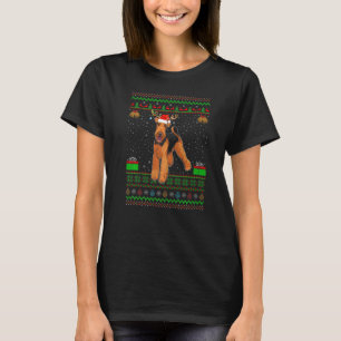 Rentier Weihnachtsmannmütze Matching Ugly Airedale T-Shirt
