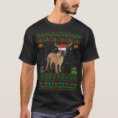 Rentier Weihnachtsmannmütze Matching Ugly Bullmast T-Shirt (Vorderseite)