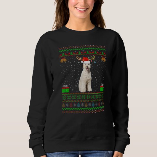 Rentier Weihnachtsmannmütze Matching Ugly Labradoo Sweatshirt (Vorderseite)