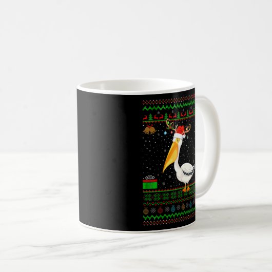Rentier Weihnachtsmannmütze Matching Ugly Pelican  Kaffeetasse (VorderseiteRechts)