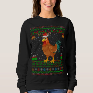 Rentier Weihnachtsmannmütze Matching Ugly Rooster  Sweatshirt