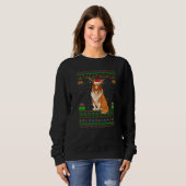 Rentier Weihnachtsmannmütze Matching Ugly Sheepdog Sweatshirt (Vorne ganz)