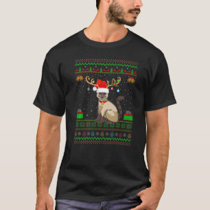 Rentier Weihnachtsmannmütze Matching Ugly Siamese T-Shirt