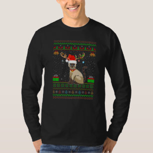 Rentier Weihnachtsmannmütze Matching Ugly Siamese T-Shirt