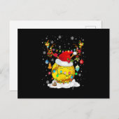 Rentier & Weihnachtsmannmütze Softball Funny Softb Feiertagspostkarte (Vorne/Hinten)