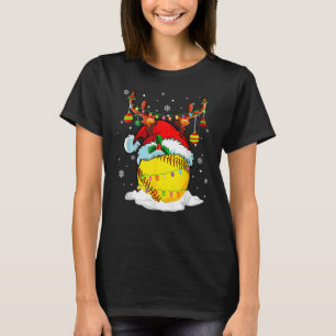 Rentier & Weihnachtsmannmütze Softball Softball Ma T-Shirt