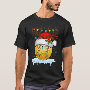 Rentier & Weihnachtsmannmütze Softball Softball Ma T-Shirt