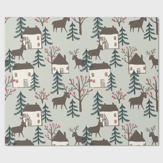 Rentier-Weihnachtspapier Geschenkpapier (Flach)