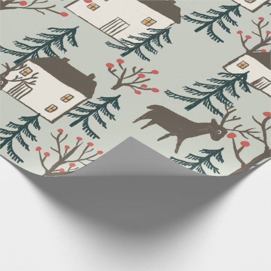 Rentier-Weihnachtspapier Geschenkpapier (Ecke)