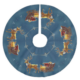 Rentier-Weihnachtsschlitten-Baumskirt Polyester Weihnachtsbaumdecke